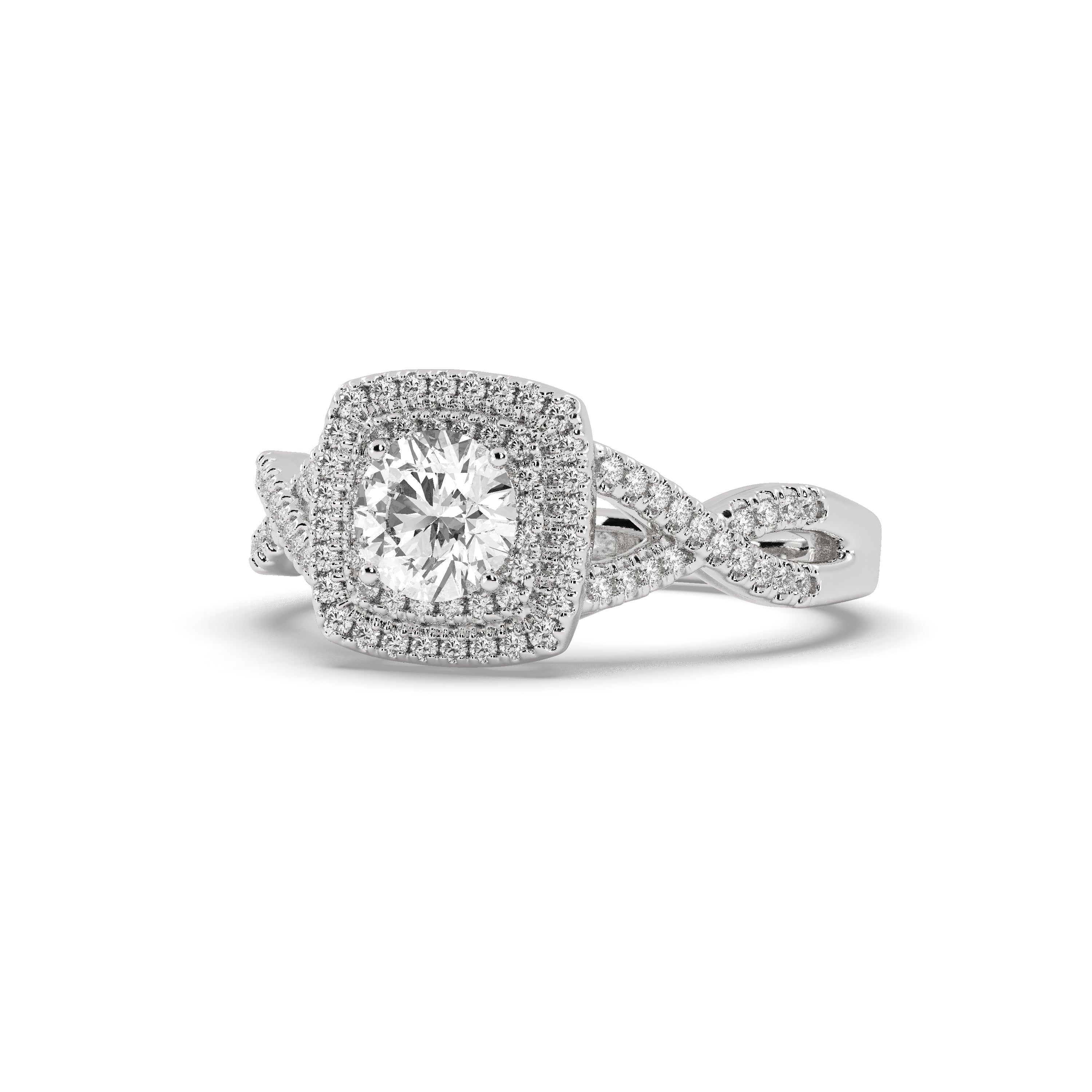 White Gold Studded 1.432 Carat Lab Grown Diamond Ring-E Color VS1 Clarity.